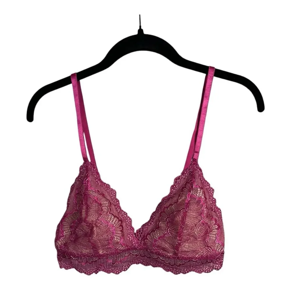 Frederick’s of Hollywood Caroline Lace & Mesh Lined‎ Bralette 1X Fuchsia NWT